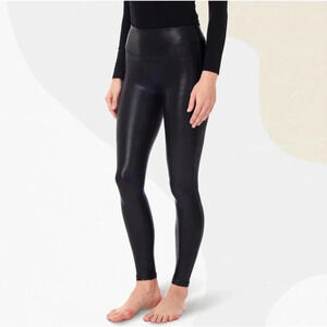 Faux Leather Leggings for Women Tummy Control Stretch High Waisted Size Small